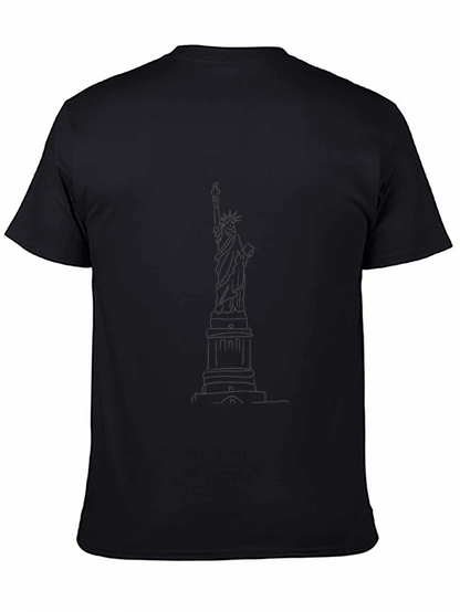 Statue of Liberty Line Art Black T-Shirt