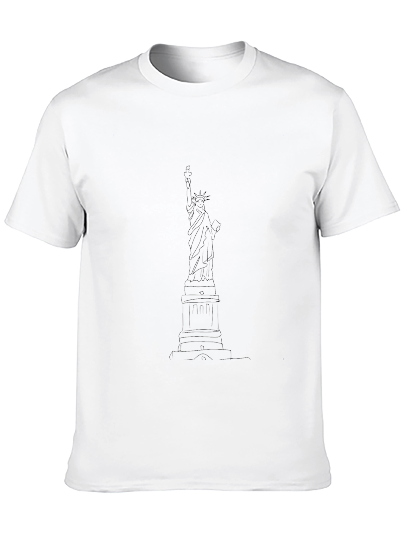 Statue of Liberty Line Art Black T-Shirt