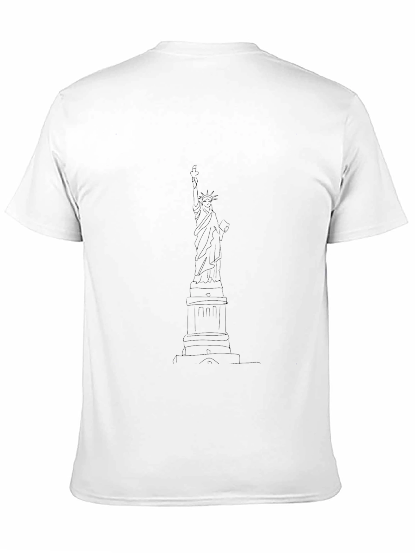 Statue of Liberty Line Art Black T-Shirt