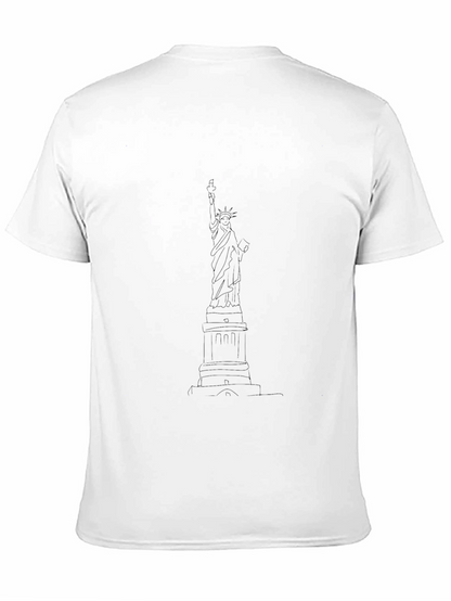 Statue of Liberty Line Art Black T-Shirt