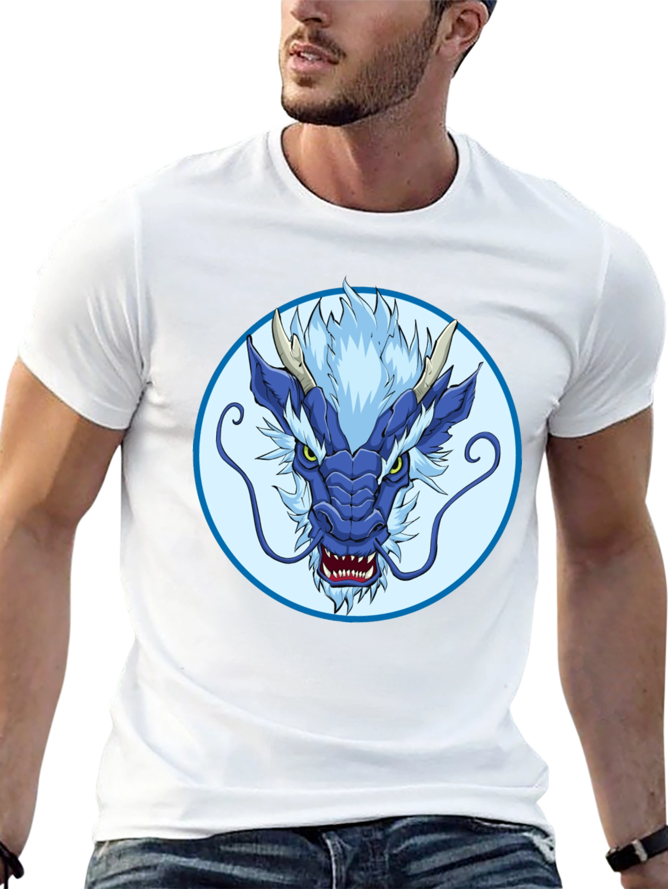 Blue Dragon Graphic Tee - Stylish Mens T-Shirt
