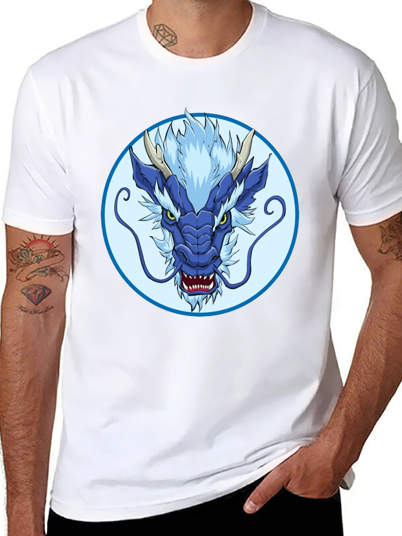Blue Dragon Graphic Tee - Stylish Mens T-Shirt