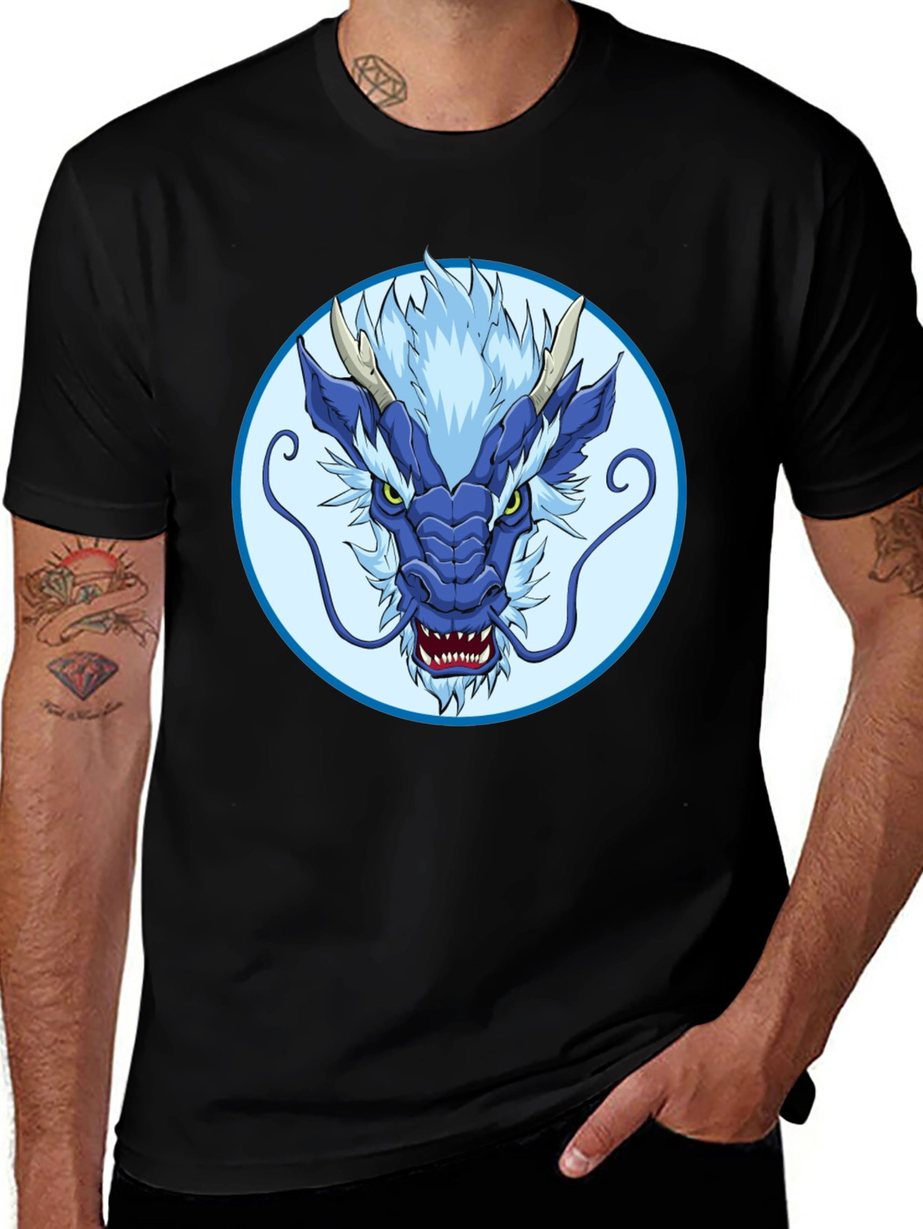 Blue Dragon Graphic Tee - Stylish Mens T-Shirt