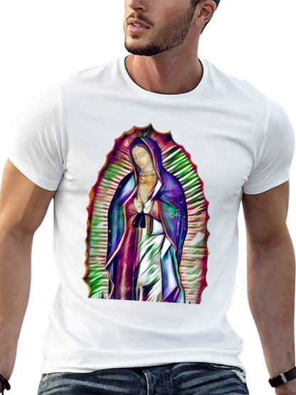 Virgin Mary Graphic Print Black T-Shirt