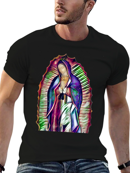 Virgin Mary Graphic Print Black T-Shirt