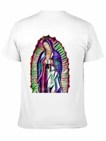 Virgin Mary Graphic Print Black T-Shirt