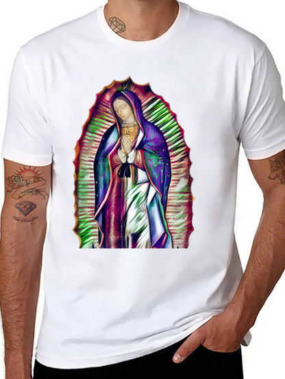 Virgin Mary Graphic Print Black T-Shirt