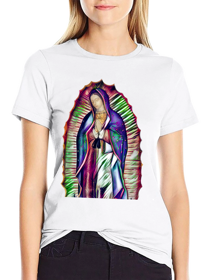 Virgin Mary Graphic Print Black T-Shirt