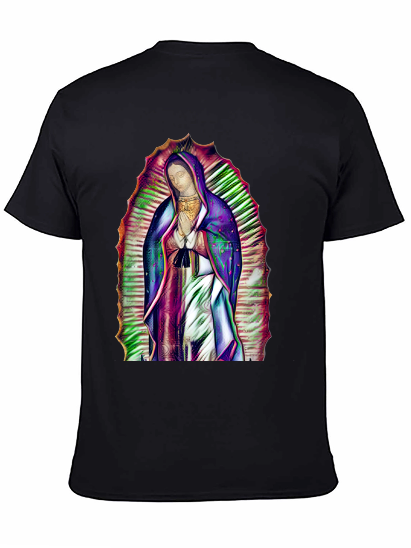 Virgin Mary Graphic Print Black T-Shirt