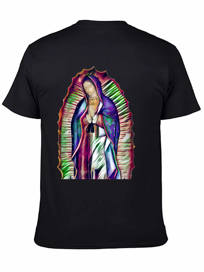Virgin Mary Graphic Print Black T-Shirt