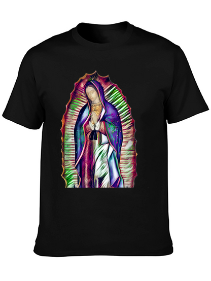 Virgin Mary Graphic Print Black T-Shirt