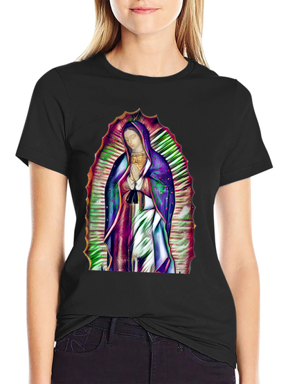 Virgin Mary Graphic Print Black T-Shirt