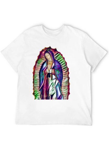 Virgin Mary Graphic Print Black T-Shirt