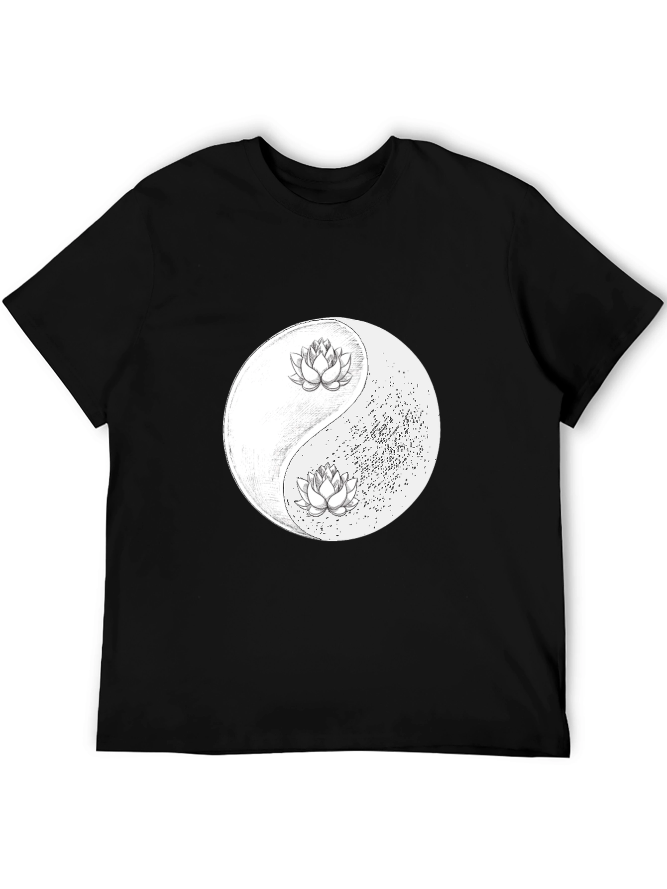 Yin Yang Lotus Graphic Tee - Black Unisex