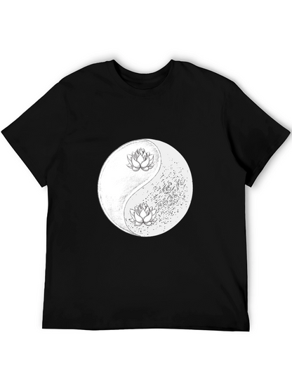 Yin Yang Lotus Graphic Tee - Black Unisex