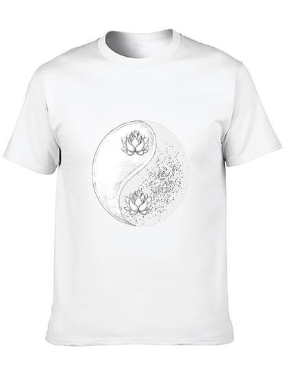 Yin Yang Lotus Graphic Tee - Black Unisex