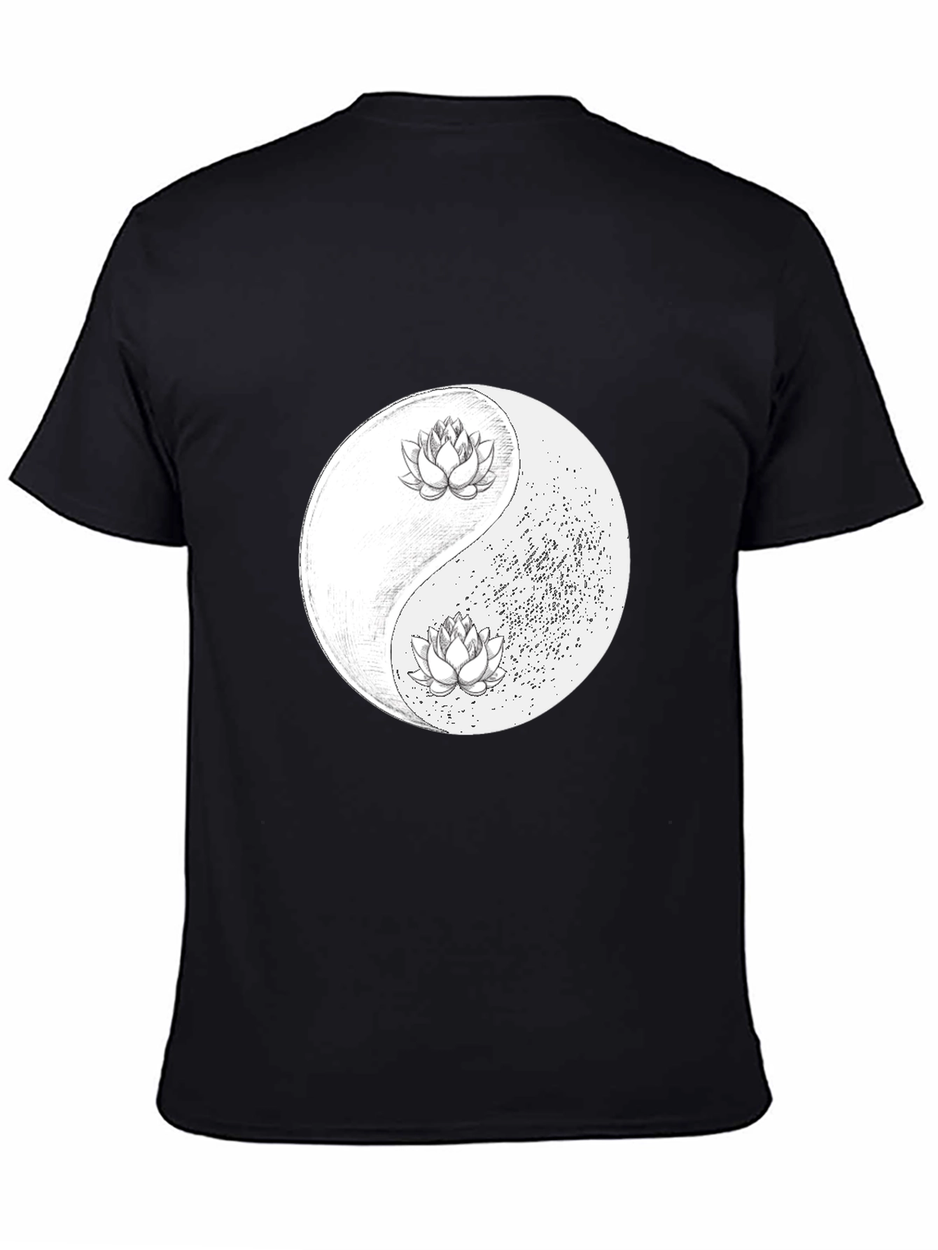 Yin Yang Lotus Graphic Tee - Black Unisex