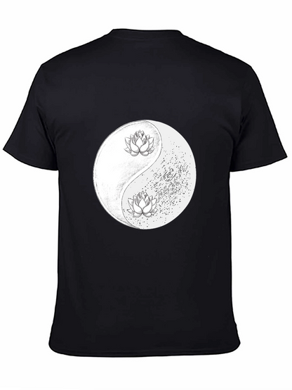 Yin Yang Lotus Graphic Tee - Black Unisex