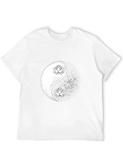 Yin Yang Lotus Graphic Tee - Black Unisex
