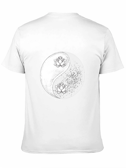 Yin Yang Lotus Graphic Tee - Black Unisex