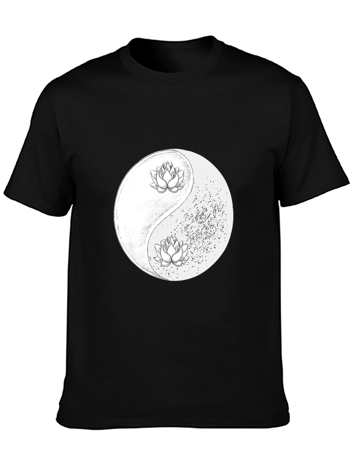 Yin Yang Lotus Graphic Tee - Black Unisex