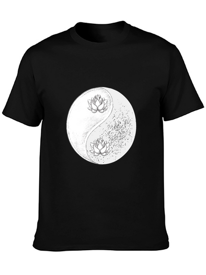 Yin Yang Lotus Graphic Tee - Black Unisex