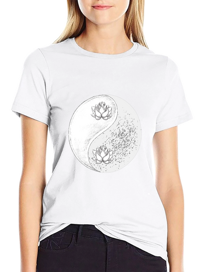 Yin Yang Lotus Graphic Tee - Black Unisex