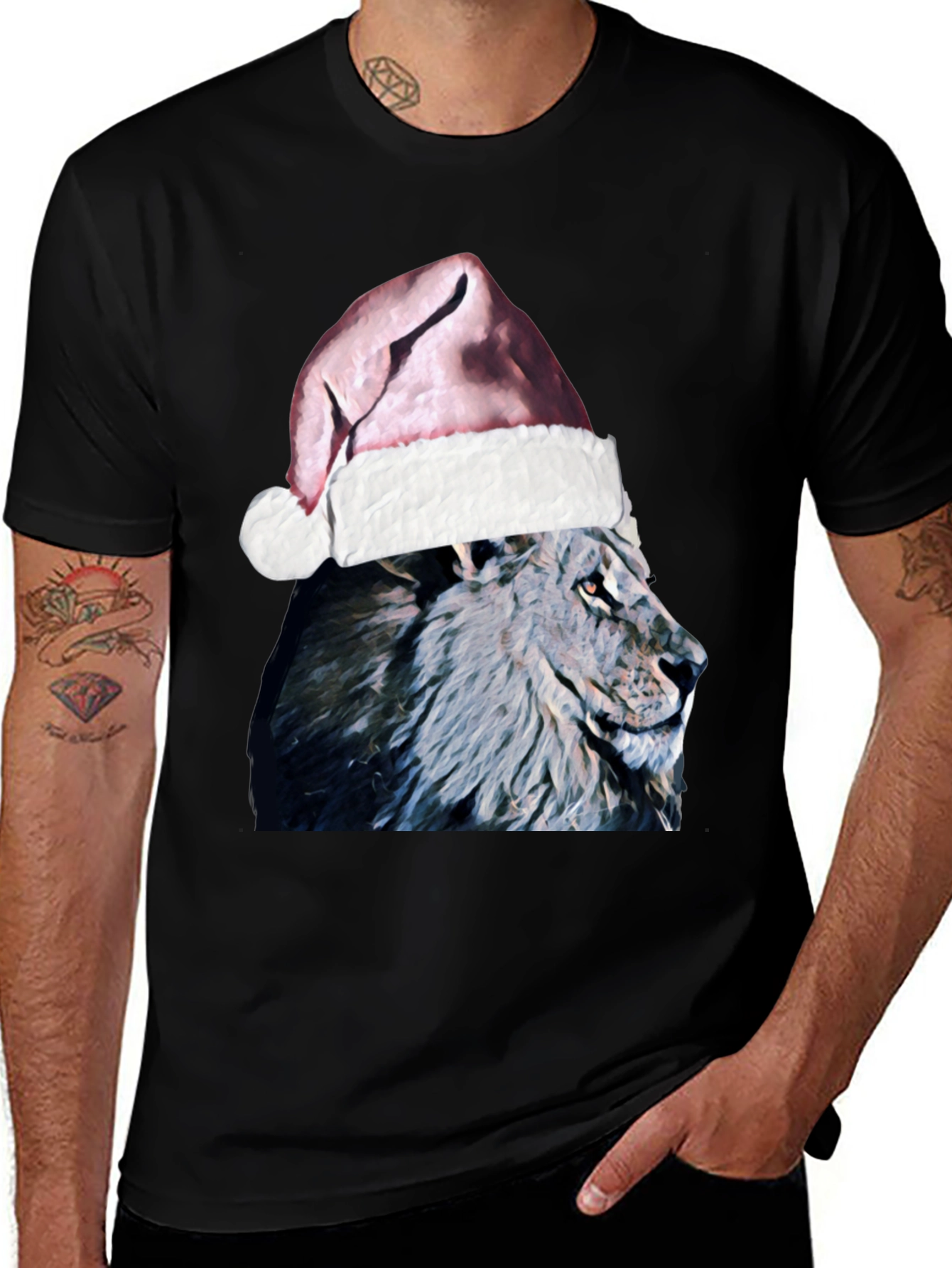 Festive Lion T-Shirt - Holiday Animal Tee
