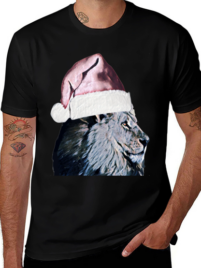Festive Lion T-Shirt - Holiday Animal Tee