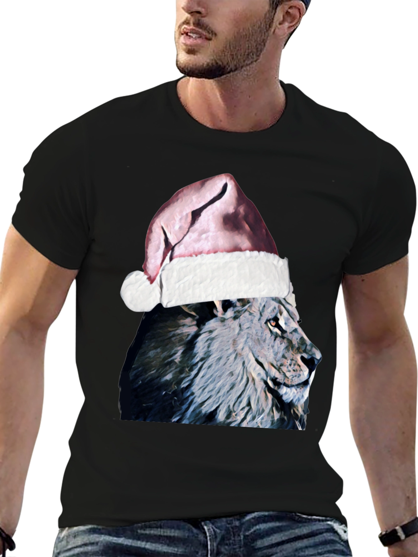 Festive Lion T-Shirt - Holiday Animal Tee