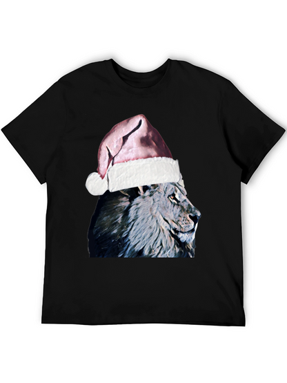 Festive Lion T-Shirt - Holiday Animal Tee