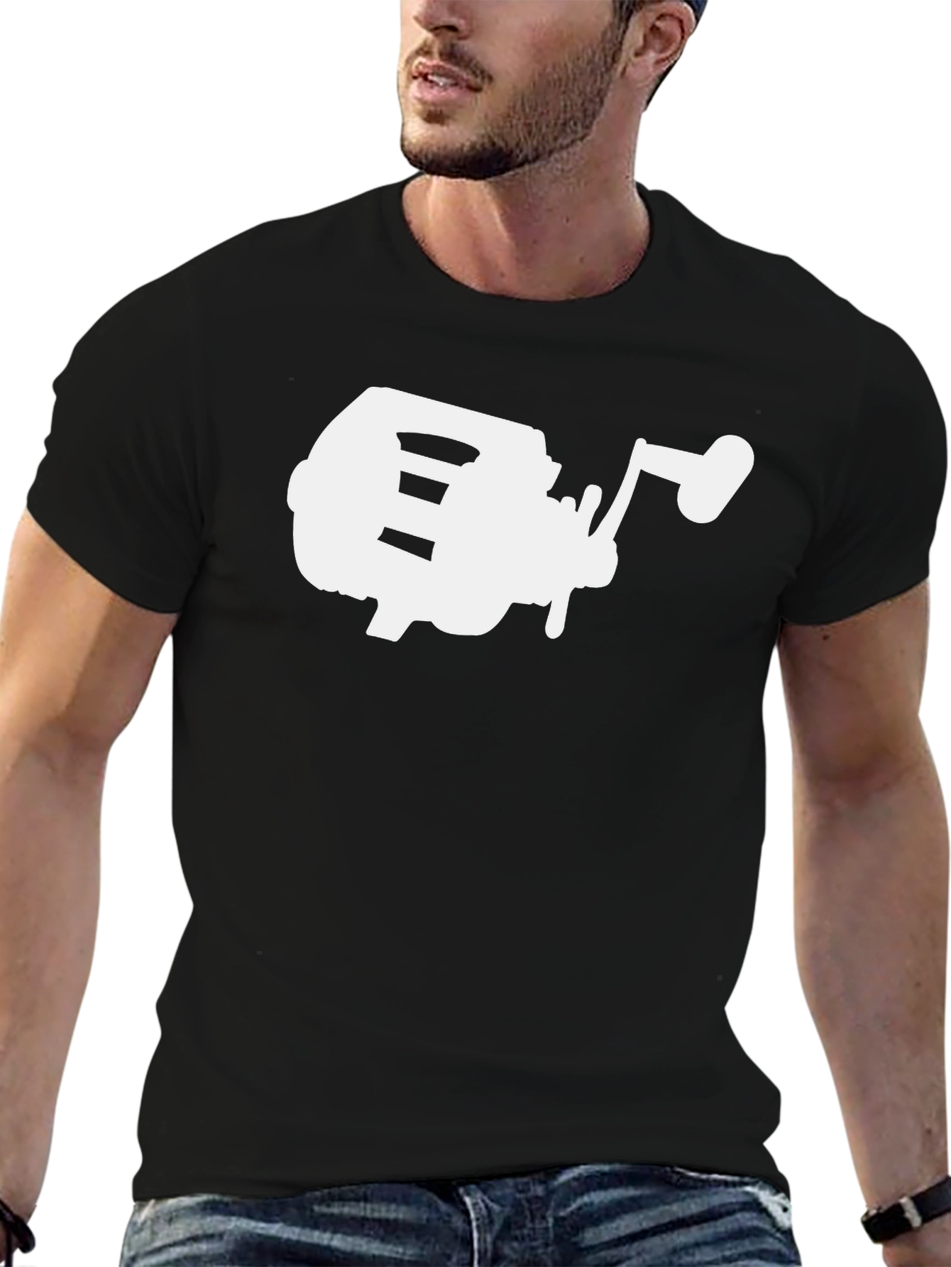 Fishing Reel Graphic Tee - Black