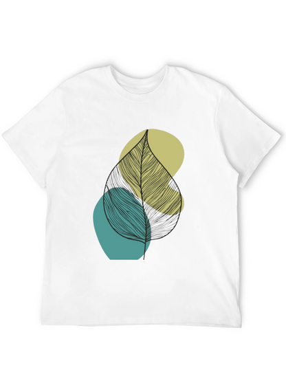 Abstract Leaf Graphic Print Mens Black T-Shirt
