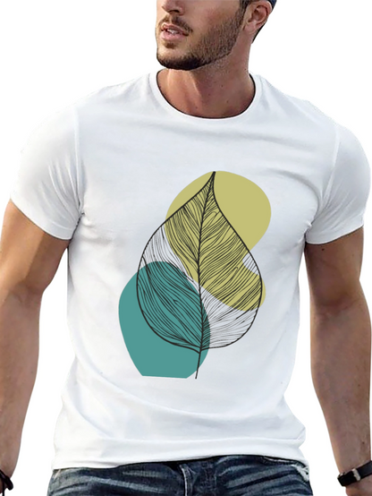Abstract Leaf Graphic Print Mens Black T-Shirt