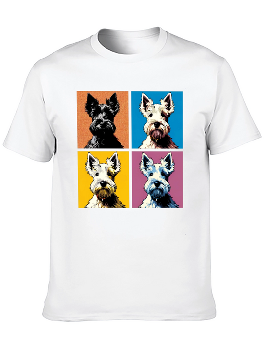 Pop Art Scottish Terrier Graphic Tee -  Trendy Pet Lovers T-Shirt