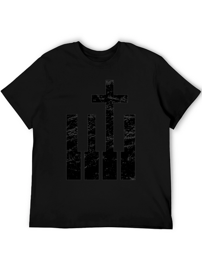 Piano Keys Cross Graphic Tee - Black