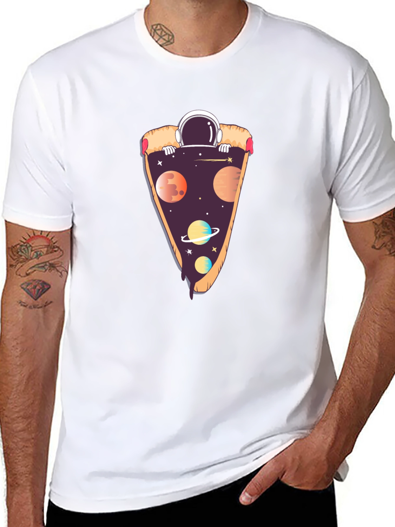 Space Pizza T-Shirt - Astronaut Galaxy Slice Tee