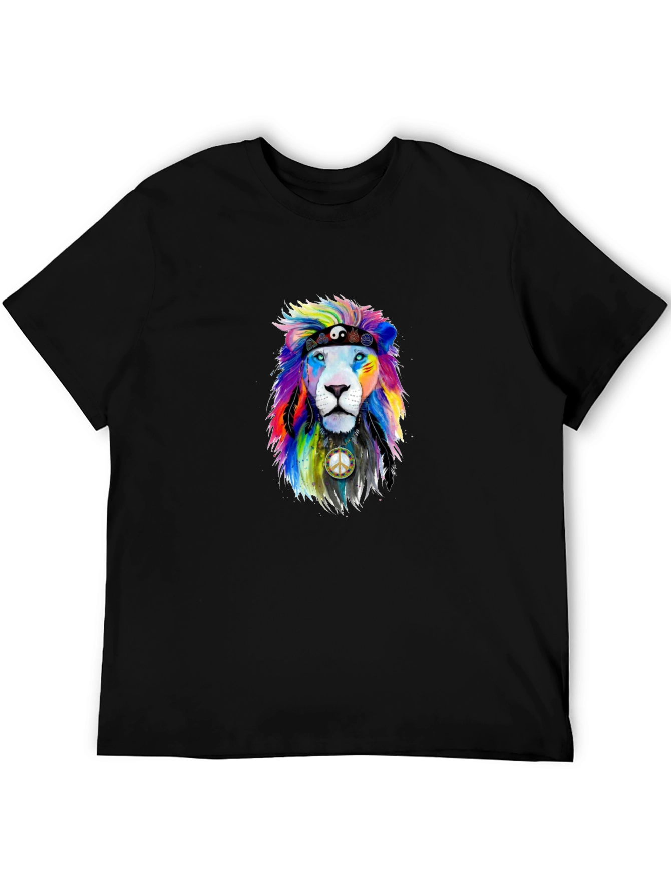 Rainbow Lion Peace Sign Graphic Tee