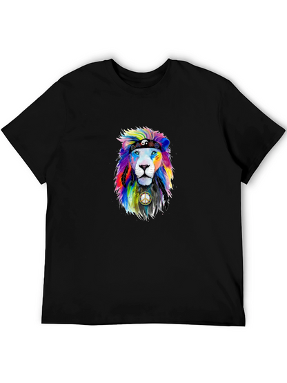 Rainbow Lion Peace Sign Graphic Tee