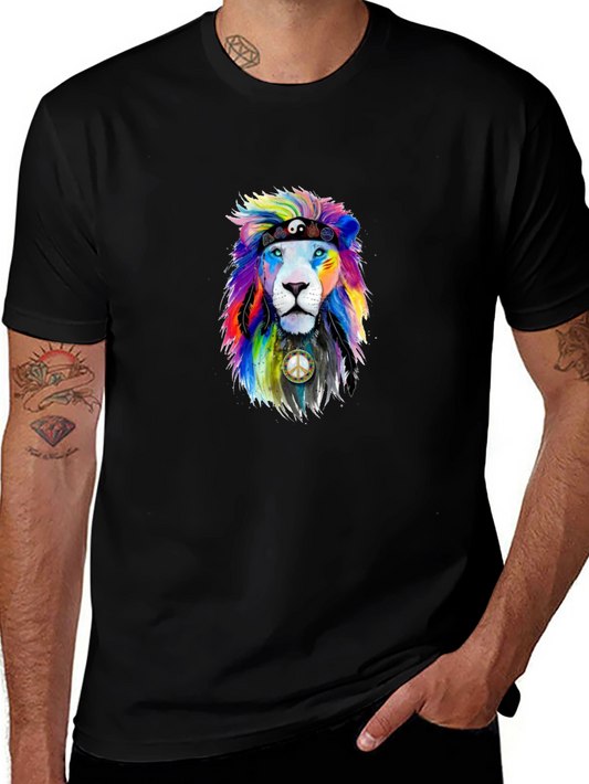 Rainbow Lion Peace Sign Graphic Tee