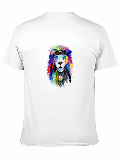 Rainbow Lion Peace Sign Graphic Tee