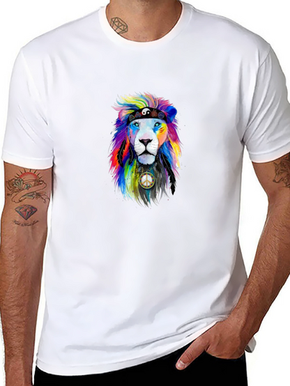 Rainbow Lion Peace Sign Graphic Tee