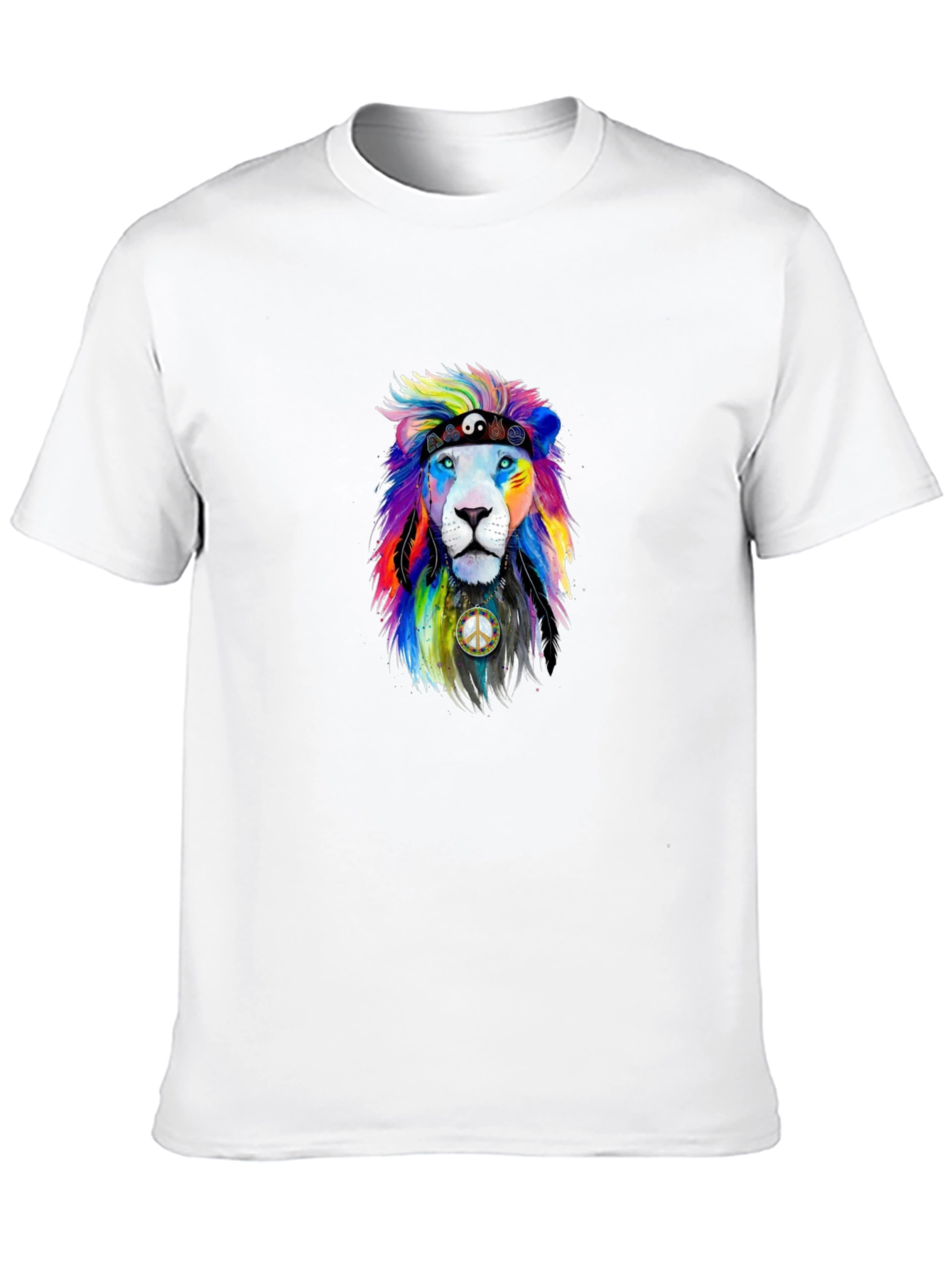 Rainbow Lion Peace Sign Graphic Tee