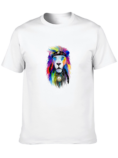 Rainbow Lion Peace Sign Graphic Tee