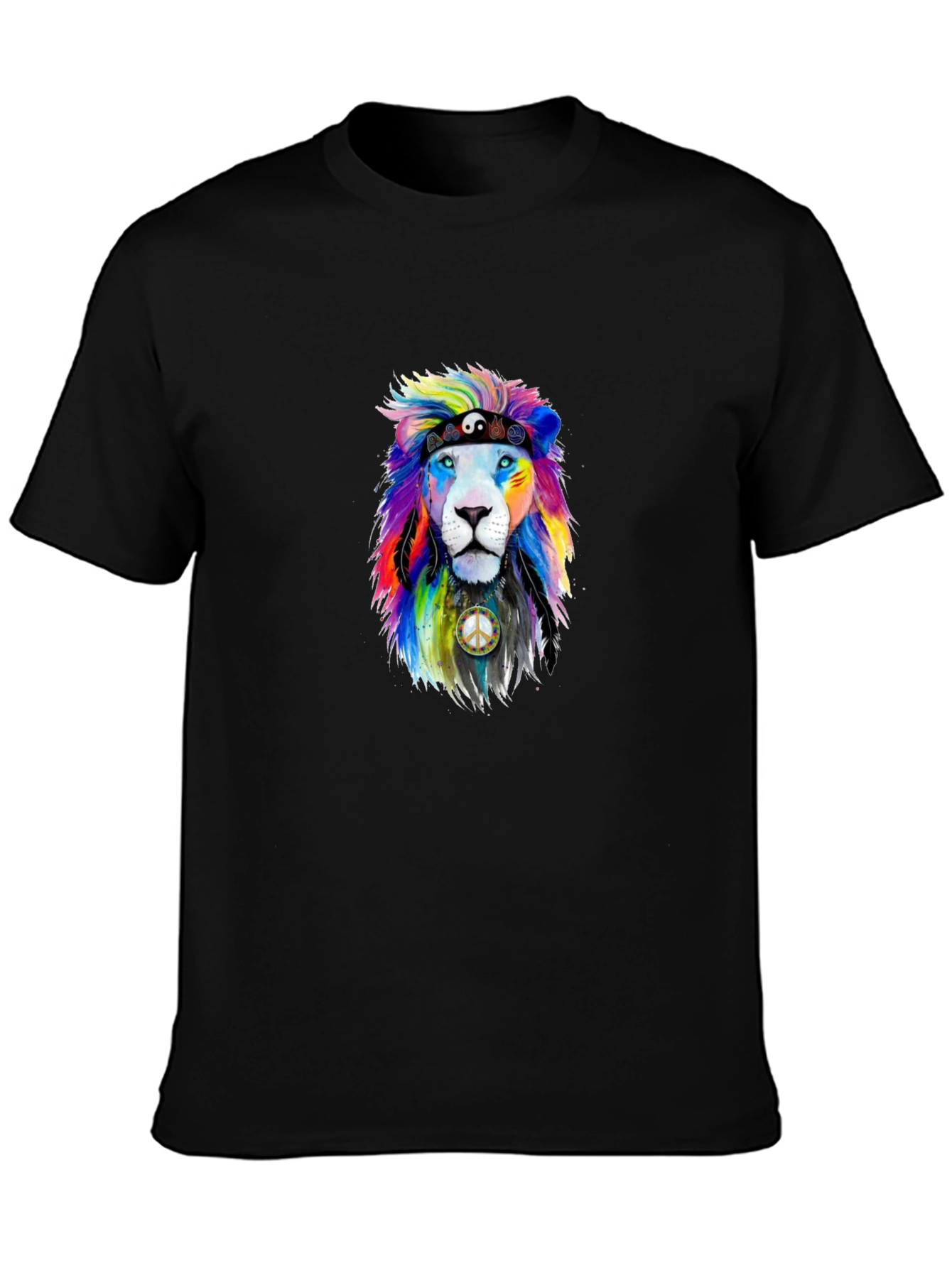 Rainbow Lion Peace Sign Graphic Tee