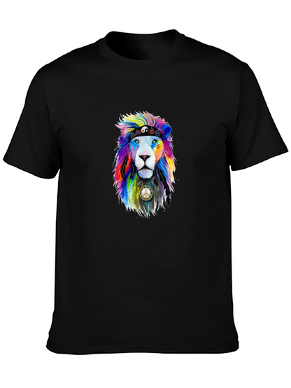 Rainbow Lion Peace Sign Graphic Tee
