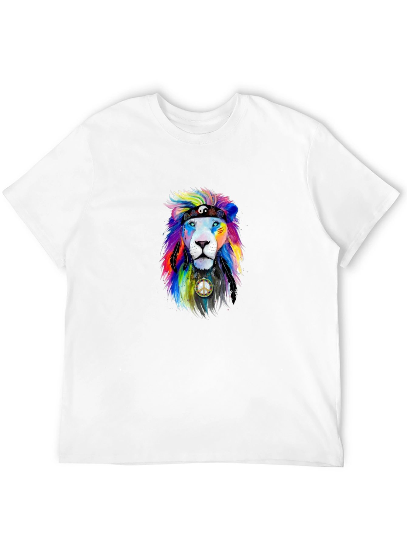 Rainbow Lion Peace Sign Graphic Tee