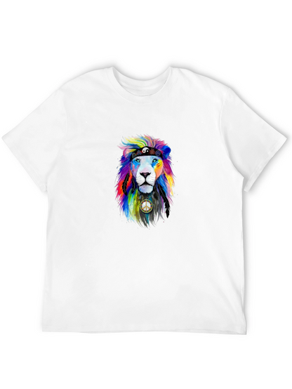 Rainbow Lion Peace Sign Graphic Tee