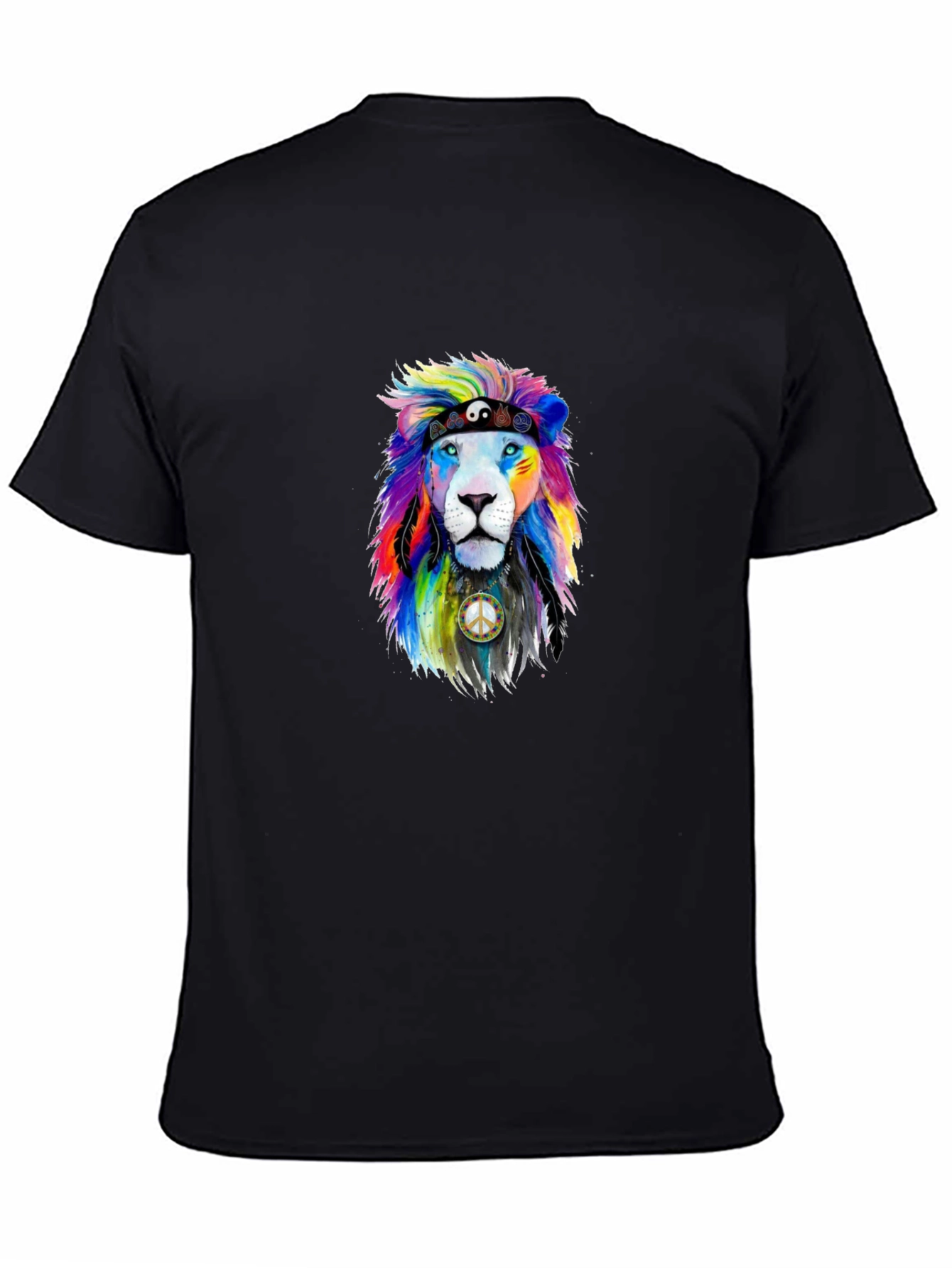 Rainbow Lion Peace Sign Graphic Tee