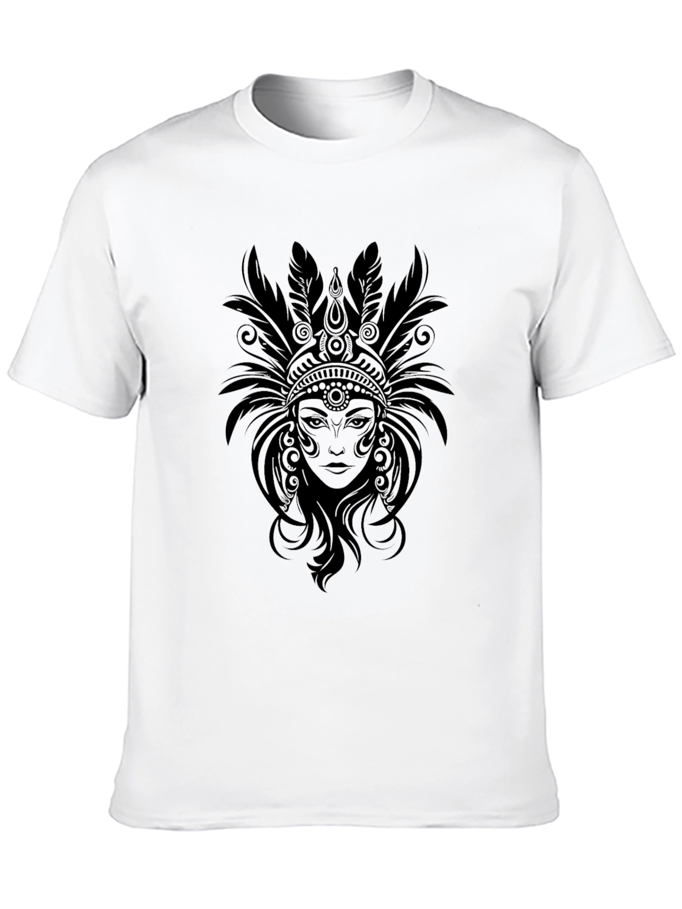 Black T-Shirt with Native American Headdress Graphic